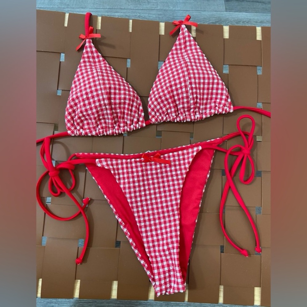 Red Checkered Bikini Set - Picture 2 of 2